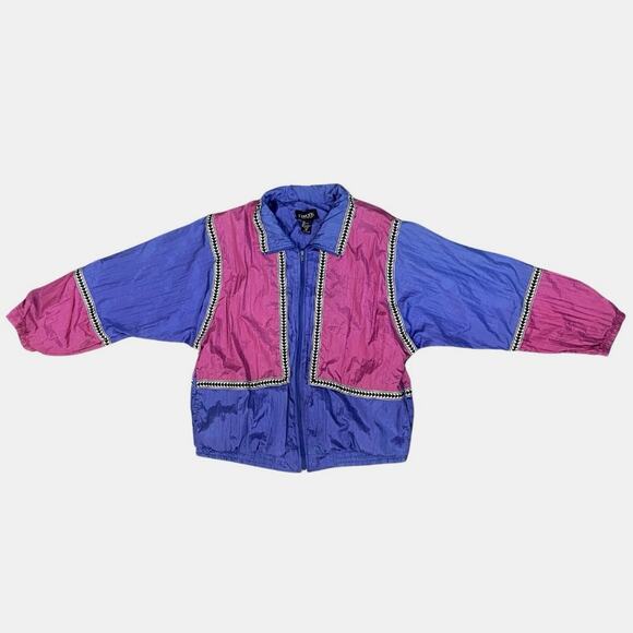 Cabazon Vintage 80s Windbreaker Lined Women's Size M Purple Pink - Picture 3 of 13